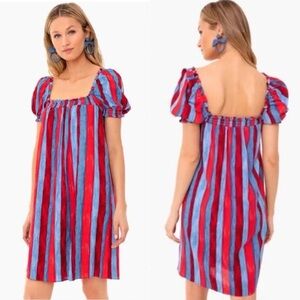 Tuckernuck Pomander Place Painterly Stripe Linen Mini Dress Size XS
